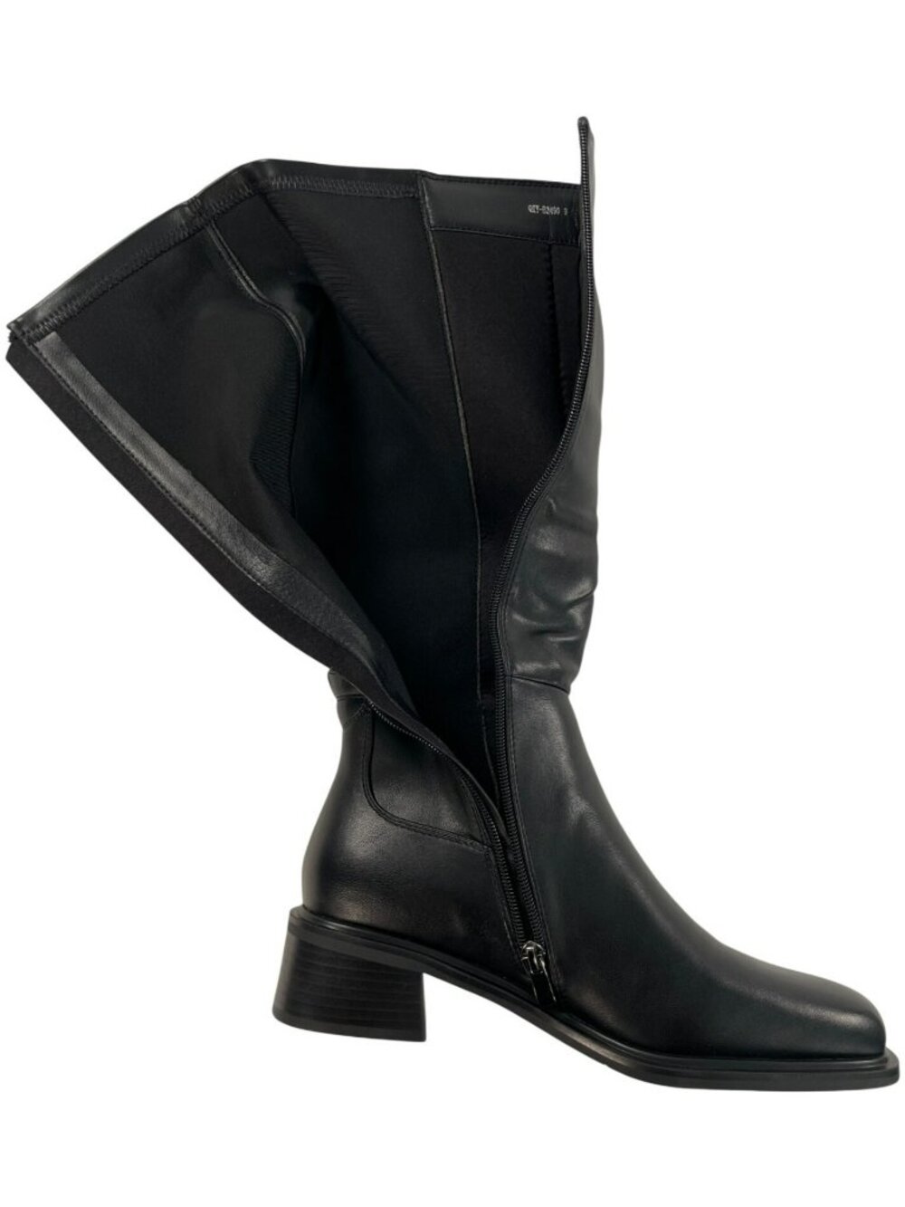 QIY Knee High Black Leather Riding Boots Block Side Zipper Women's Size 9 NEW - Picture 5 of 9